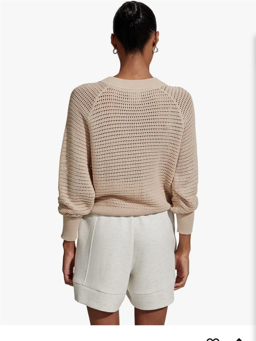 Varley Cameron Knit Cardigan Sweater Full Zip Cotton Moonlight Beige Large - Picture 2 of 14